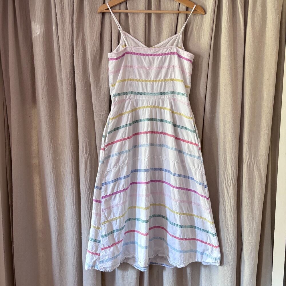 Joules Abby Multicolor Stripe Cotton Summer Midi Dress‎ Button Front US 8 - Picture 3 of 9